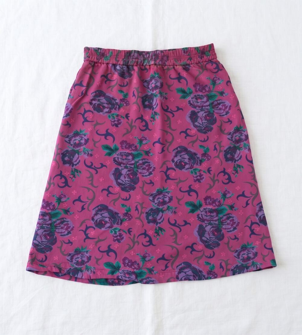 Eddie Bauer Skirt Sz S | Purple Floral Rayon A-Line Midi Whimsigoth 90s Boho